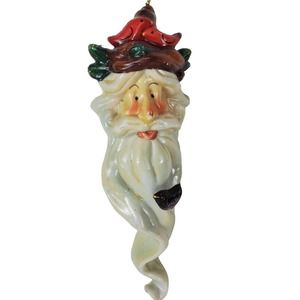 Christmas Holiday Santa Claus St Nick Face Ornament Ceramic 6” inches